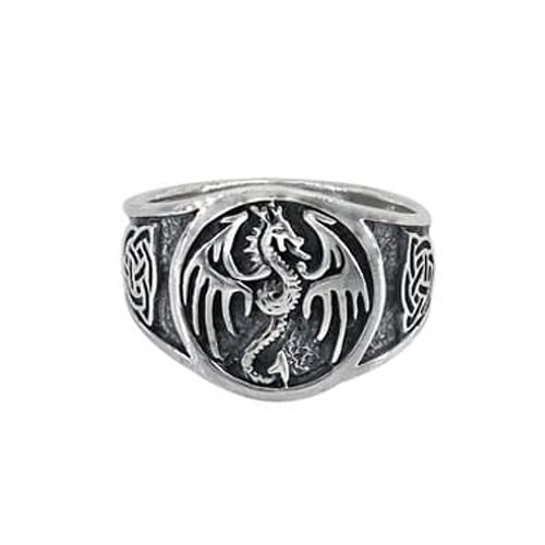 Sterling Silver Dragon Celtic Viking Ring